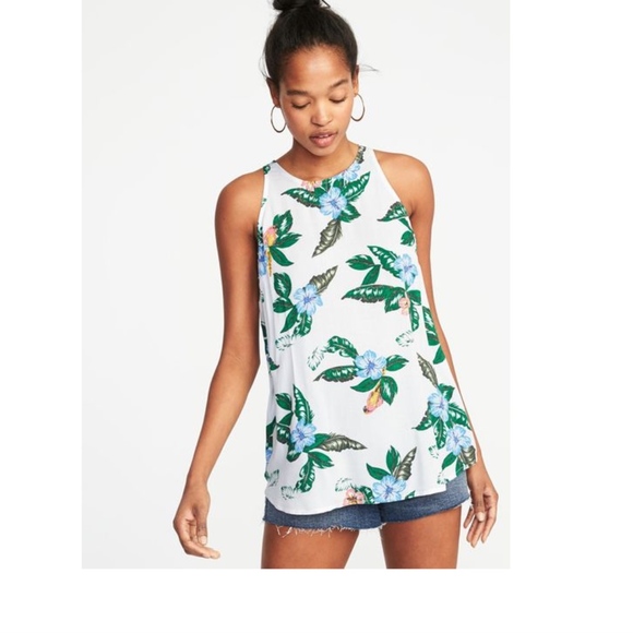 Old Navy Tops - Old Navy Relaxed High Neck Floral Print Tank Top